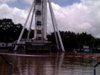 Waters rise around the Brisbane Wheel